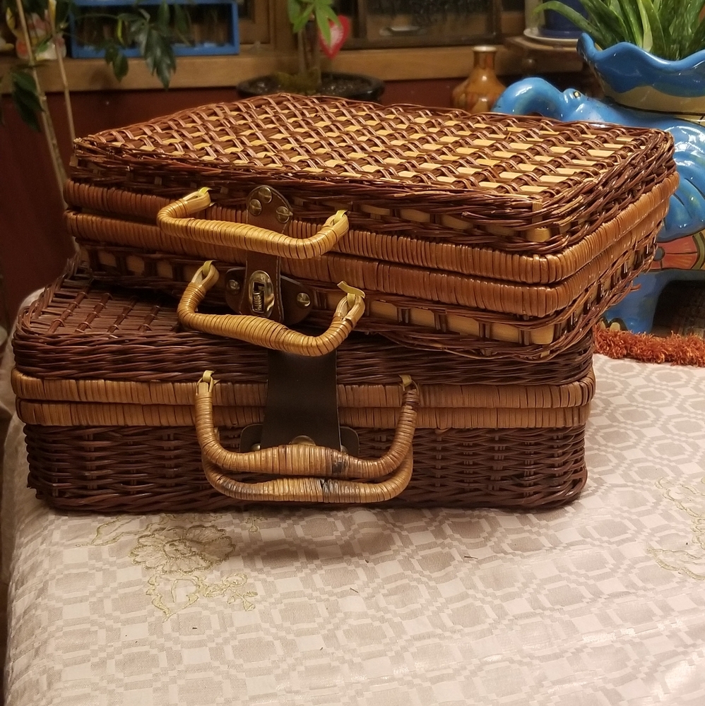 2 wicker and rattan briefcases